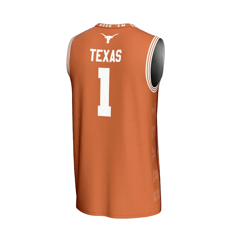 GameDay Greats 1 Texas Longhorns Lightweight Icon Print Basketball Jersey