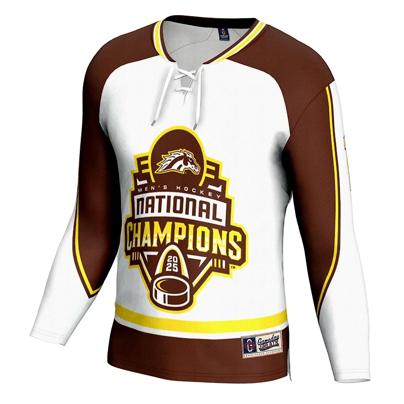 GameDay Greats Western Michigan Broncos 2025 NCAA Frozen Four Men's Ice Hockey National Champions Commemorative Fashion Jersey