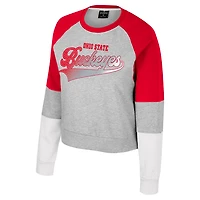 Girls Youth Colosseum Ohio State Buckeyes Katinka Rhinestone Pullover Sweatshirt