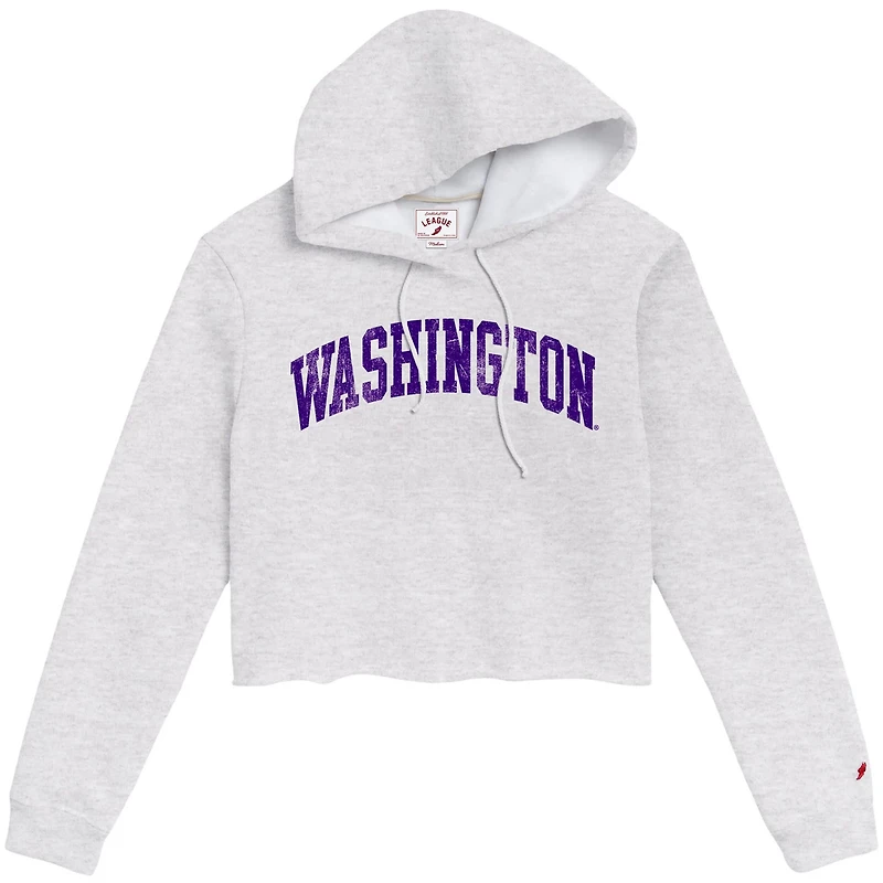 League Collegiate Wear Washington Huskies 2-Hit 1636 Cropped Pullover Hoodie
