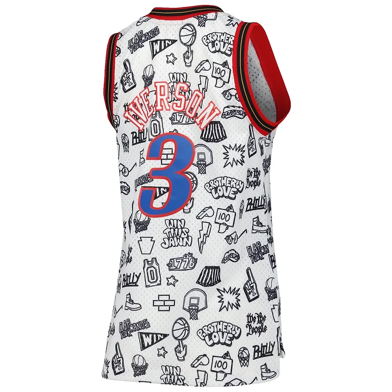 Mitchell Ness Allen Iverson Philadelphia 76ers 2000 Doodle Swingman Jersey