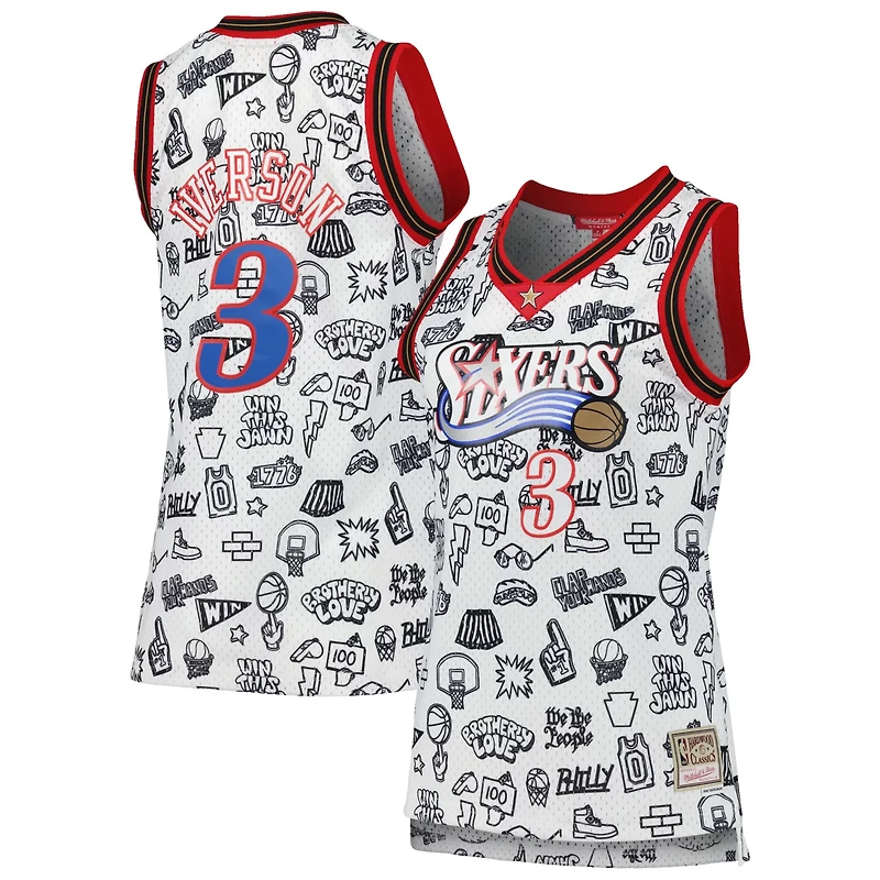 Mitchell Ness Allen Iverson Philadelphia 76ers 2000 Doodle Swingman Jersey