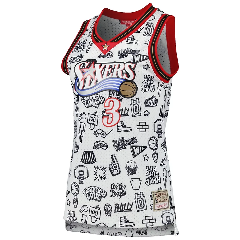 Mitchell Ness Allen Iverson Philadelphia 76ers 2000 Doodle Swingman Jersey