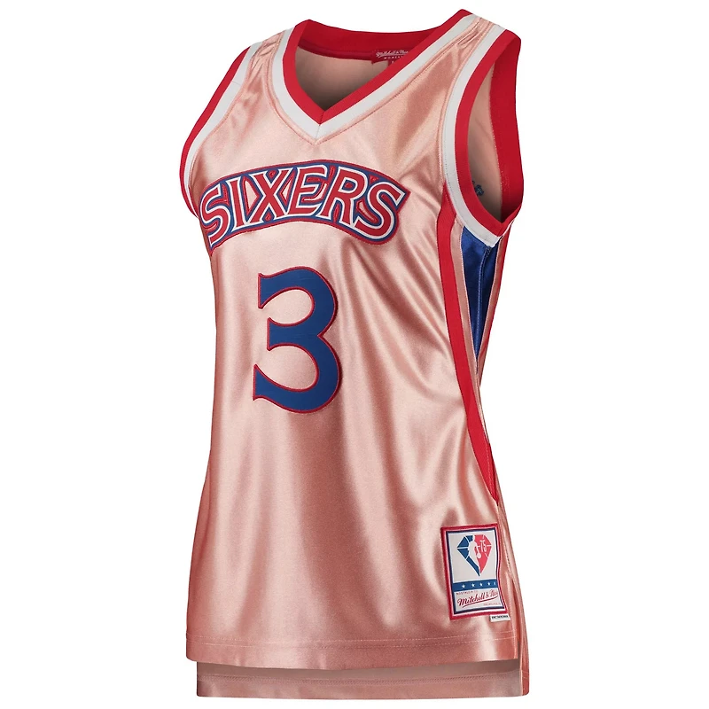 Mitchell  Ness Allen Iverson Philadelphia 76ers 75th Anniversary Rose Gold 1996 Swingman Jersey