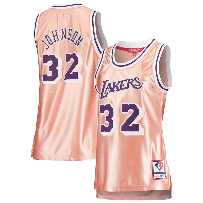 Mitchell Ness Magic Johnson Los Angeles Lakers 75th Anniversary Rose Gold 1984 Swingman Jersey