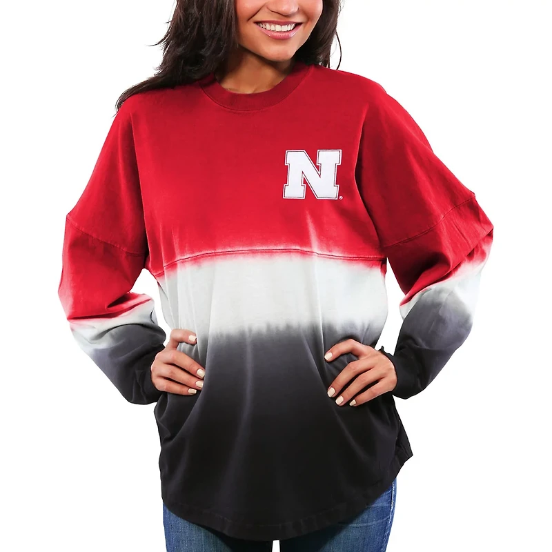 Nebraska Huskers Ombre Long Sleeve Dip-Dyed Spirit Jersey