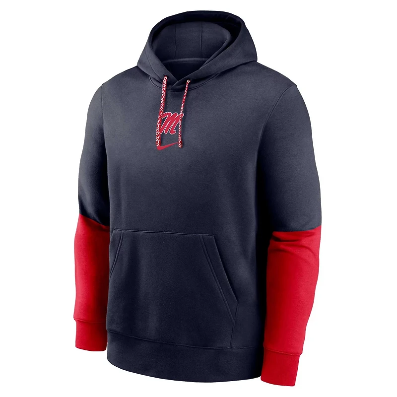 Nike Ole Miss Rebels 2024 Sideline Club Fleece Pullover Hoodie