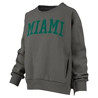 Pressbox Miami Hurricanes Pocketed Raglan Pullover Sweatshirt