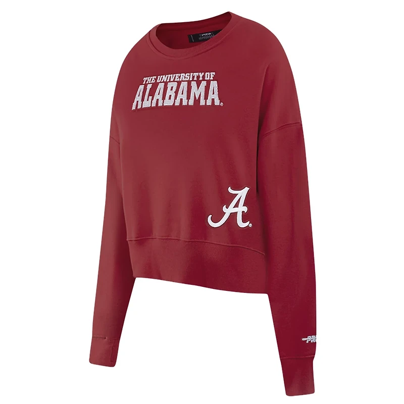 Pro Standard Alabama Tide Sequin Boxy Cropped Pullover Sweatshirt