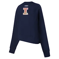 Pro Standard Illinois Fighting Illini Sequin Boxy Cropped Pullover Sweatshirt