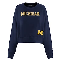 Pro Standard Michigan Wolverines Sequin Boxy Cropped Pullover Sweatshirt