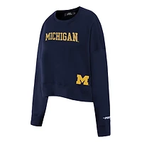 Pro Standard Michigan Wolverines Sequin Boxy Cropped Pullover Sweatshirt