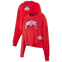 Pro Standard Ohio State Buckeyes Sequin Boxy Cropped Pullover Sweatshirt