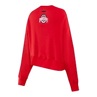 Pro Standard Ohio State Buckeyes Sequin Boxy Cropped Pullover Sweatshirt