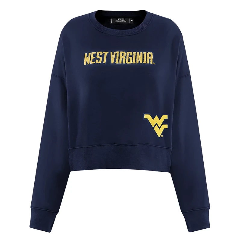 Pro Standard West Virginia Mountaineers Sequin Boxy Cropped Pullover Sweatshirt