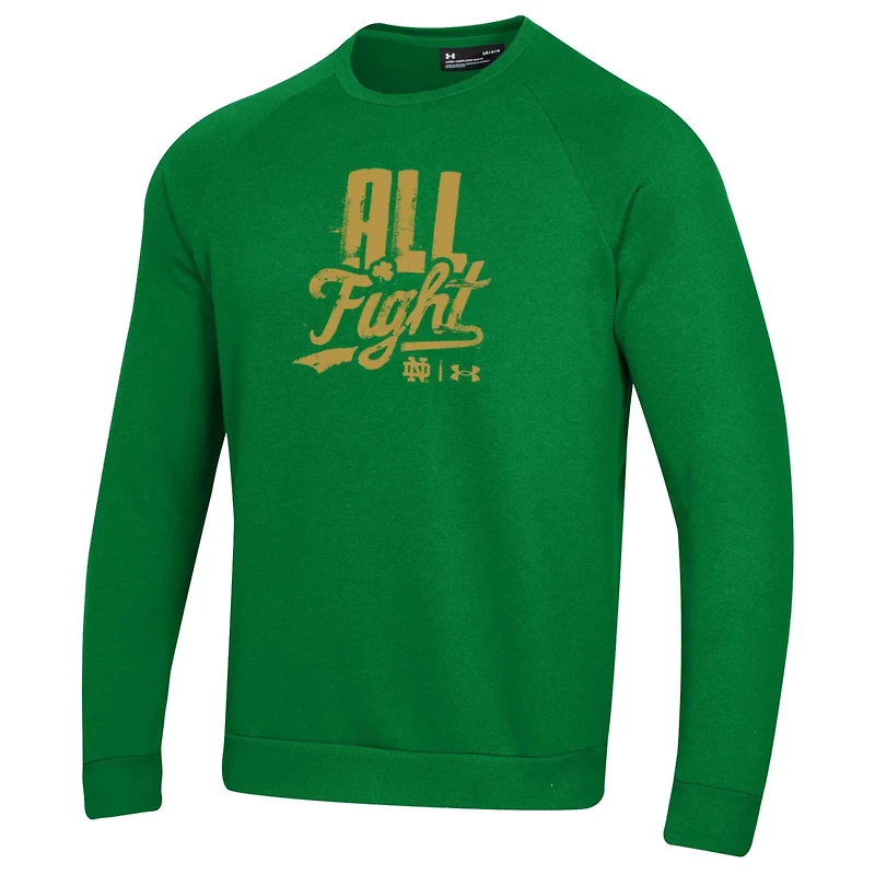 Under Armour Kelly Notre Dame Fighting Irish 2024 Wear All Fight Rival Fleece Pullover Sweatshirt