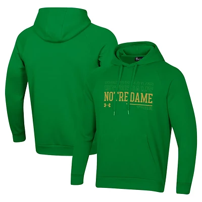 Under Armour Notre Dame Fighting Irish 2024 Sideline Wordmark Rival Pullover Hoodie