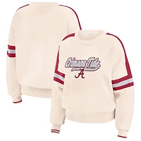 WEAR by Erin Andrews Alabama Crimson Tide Chenille Woven Patch Stripe Pullover Sweater