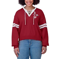 WEAR by Erin Andrews Alabama Tide Lace-Up Pullover Sweater