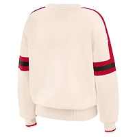 WEAR by Erin Andrews Georgia Bulldogs Chenille Woven Patch Stripe Pullover Sweater