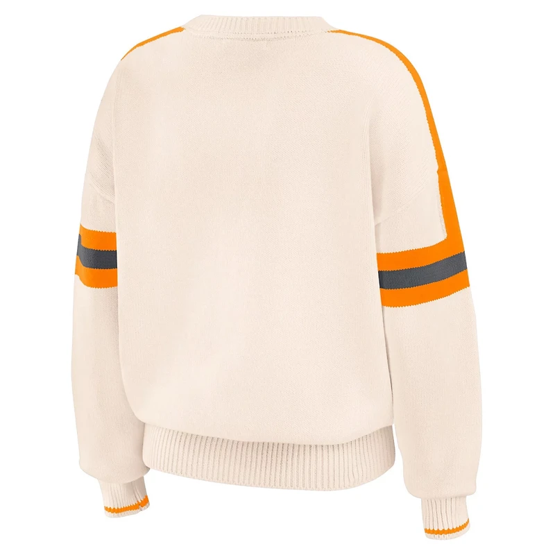 WEAR by Erin Andrews Tennessee Volunteers Chenille Woven Patch Stripe Pullover Sweater