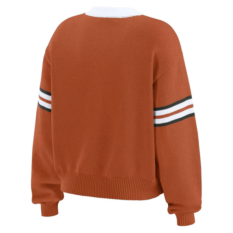 WEAR by Erin Andrews Texas Longhorns Lace-Up Pullover Sweater