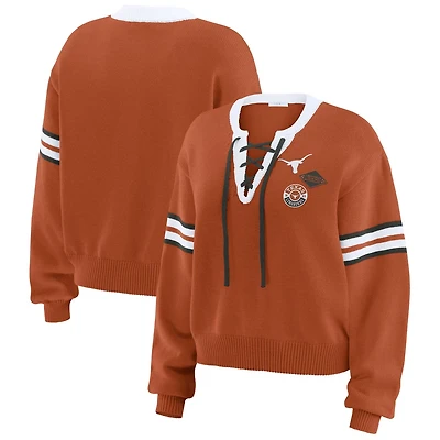 WEAR by Erin Andrews Texas Longhorns Lace-Up Pullover Sweater