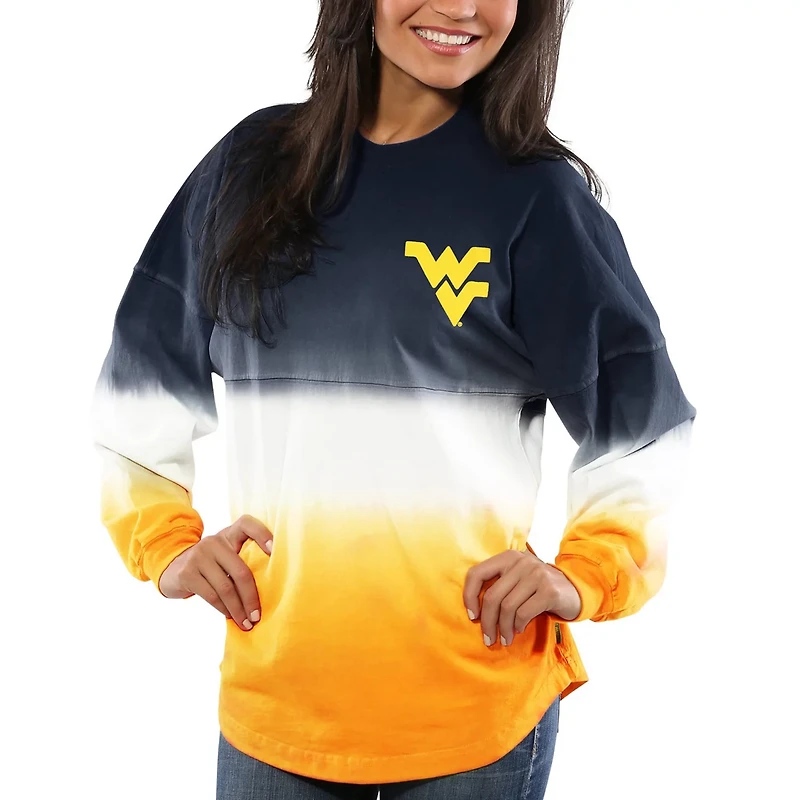 West Virginia Mountaineers Ombre Long Sleeve Dip-Dyed Spirit Jersey