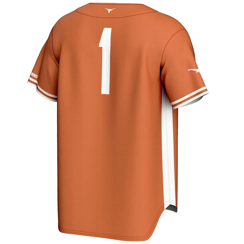 Youth GameDay Greats 1 Burnt Texas Longhorns Lightweight Baseball Jersey