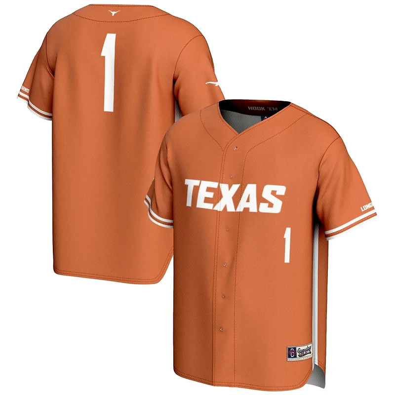 Youth GameDay Greats 1 Burnt Texas Longhorns Lightweight Baseball Jersey