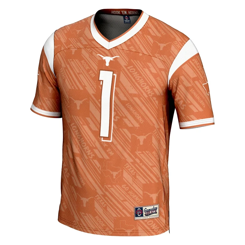 Youth GameDay Greats 1 Texas Longhorns Highlight Print Football Fashion Jersey