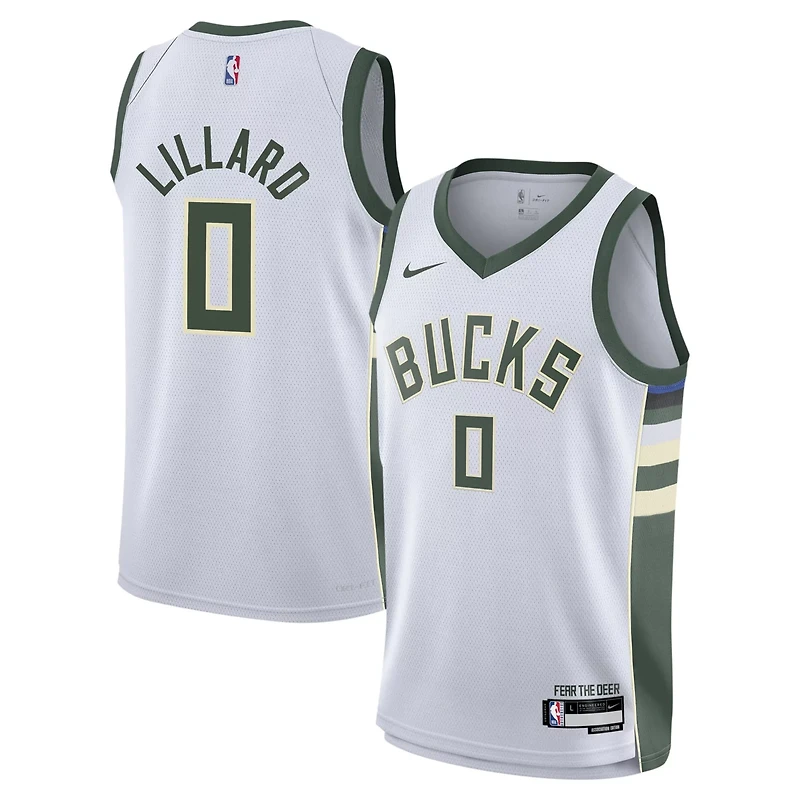 Youth Nike Damian Lillard Milwaukee Bucks Swingman Jersey - Association Edition