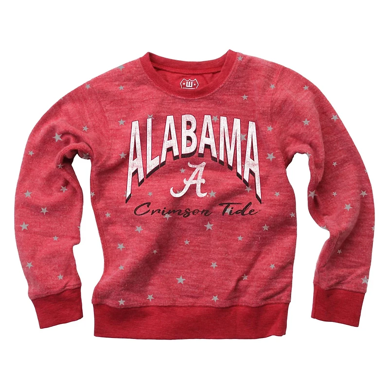 Youth Wes  Willy Alabama Tide Shimmer Star Reverse Fleece Raglan Pullover Sweatshirt