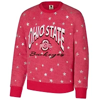 Youth Wes  Willy Ohio State Buckeyes Shimmer Star Reverse Fleece Raglan Pullover Sweatshirt
