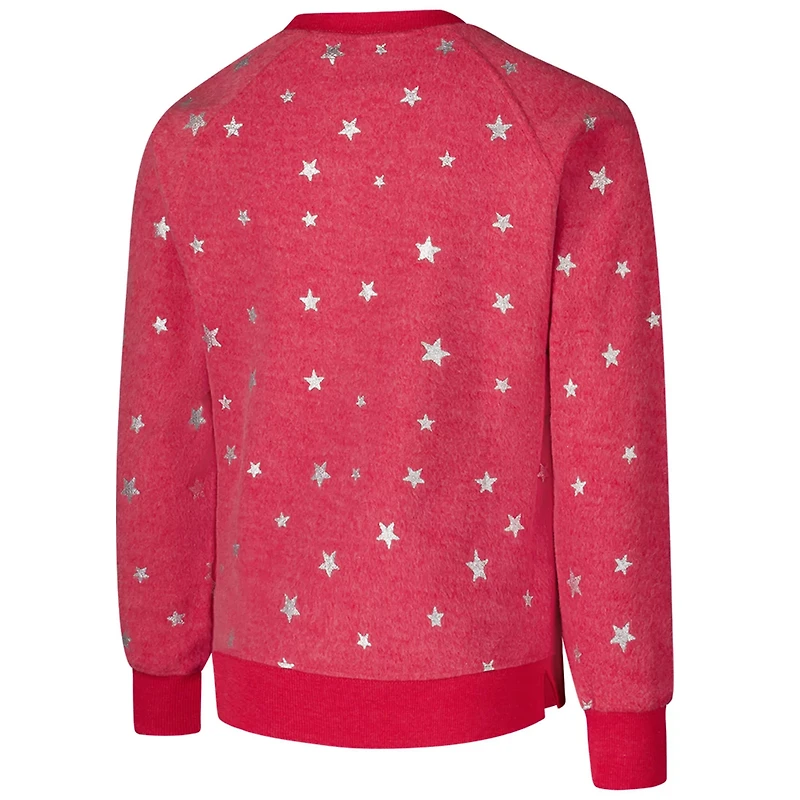 Youth Wes  Willy Ohio State Buckeyes Shimmer Star Reverse Fleece Raglan Pullover Sweatshirt