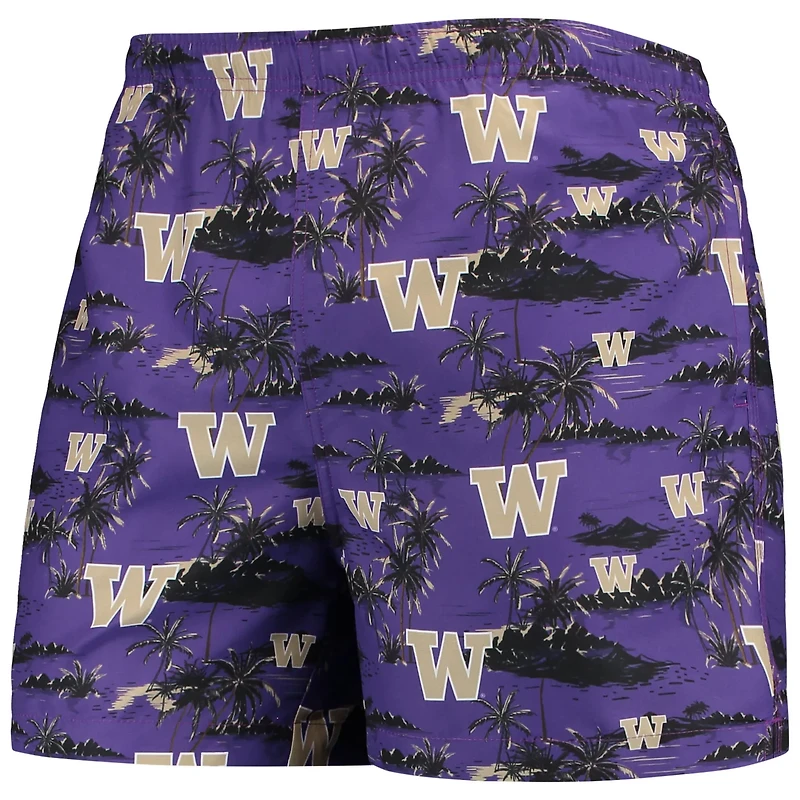 FOCO Washington Huskies Island Palm Swim Trunks
