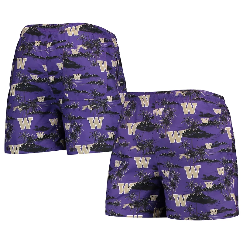 FOCO Washington Huskies Island Palm Swim Trunks