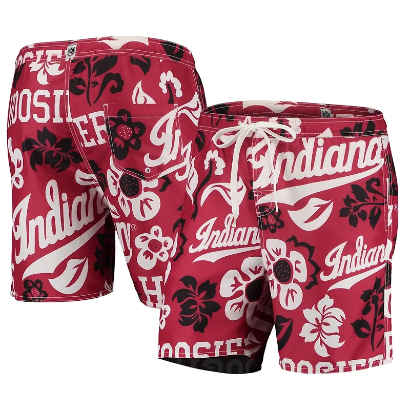 Wes  Willy Indiana Hoosiers Floral Volley Logo Swim Trunks