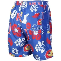 Wes  Willy Kansas Jayhawks Floral Volley Logo Swim Trunks