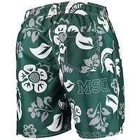 Wes  Willy Michigan State Spartans Floral Volley Swim Trunks