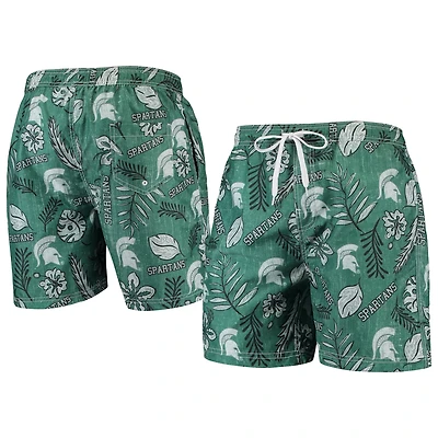 Wes Willy Michigan State Spartans Vintage Floral Swim Trunks