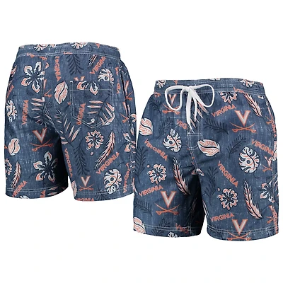 Wes  Willy Virginia Cavaliers Vintage Floral Swim Trunks