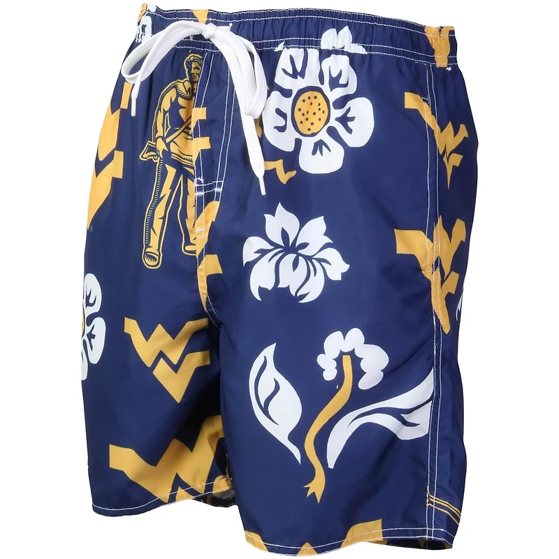 Wes  Willy West Virginia Mountaineers Floral Volley Logo Swim Trunks
