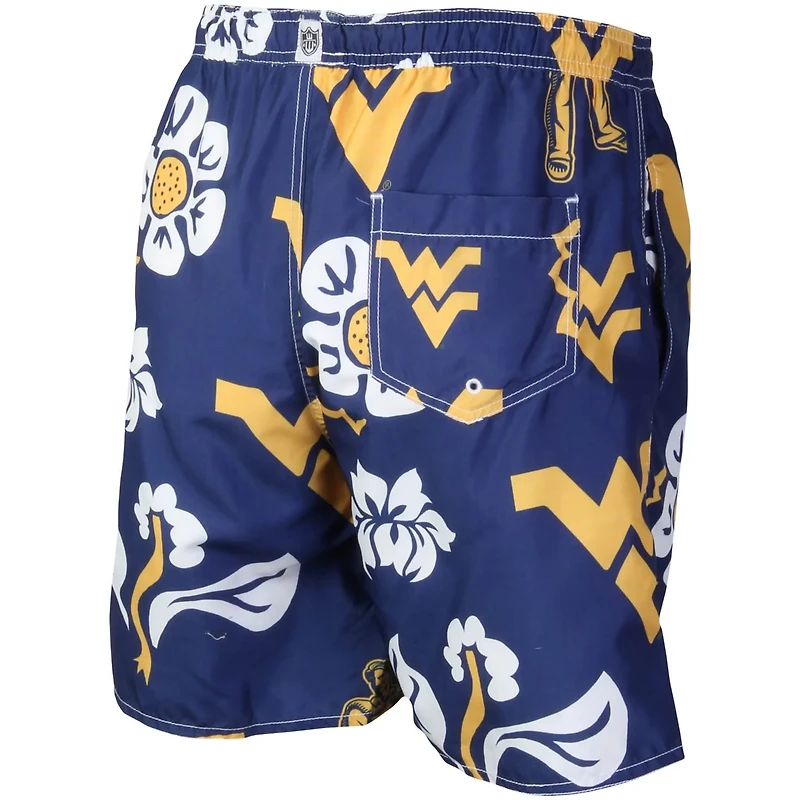 Wes  Willy West Virginia Mountaineers Floral Volley Logo Swim Trunks
