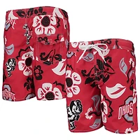 Wes and Willy Youth Ohio State Buckeyes Floral Volley Swim Trunks