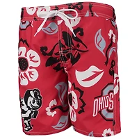 Wes and Willy Youth Ohio State Buckeyes Floral Volley Swim Trunks