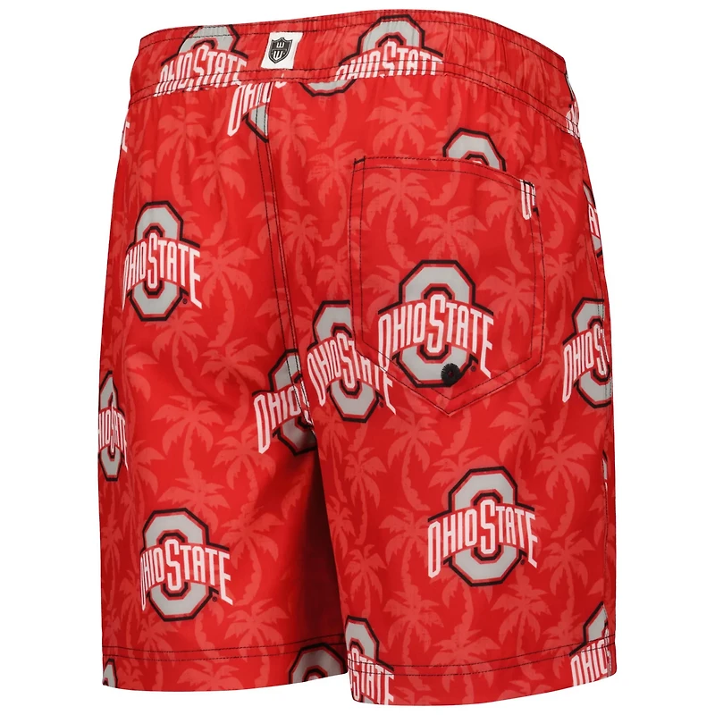 Wes and Willy Youth Ohio State Buckeyes Palm Tree Swim Shorts