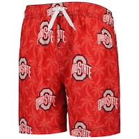 Wes and Willy Youth Ohio State Buckeyes Palm Tree Swim Shorts