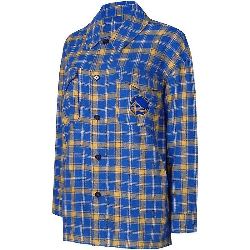 College Concepts /Gold Golden State Warriors Boyfriend Button-Up Nightshirt