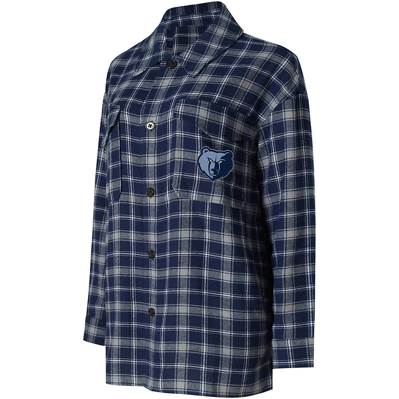 College Concepts /Gray Memphis Grizzlies Boyfriend Button-Up Nightshirt